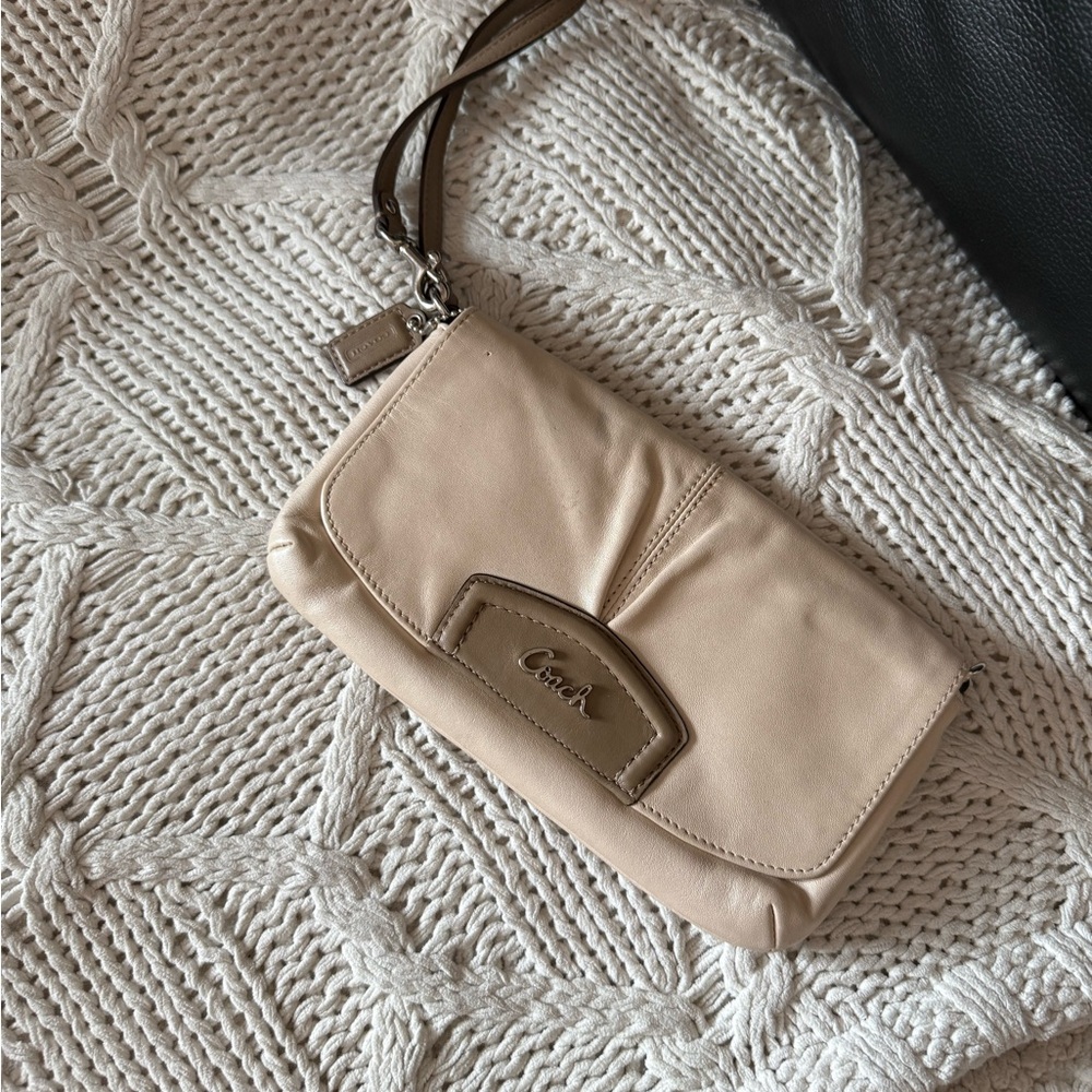 Coach Beige Leather Wristlet
